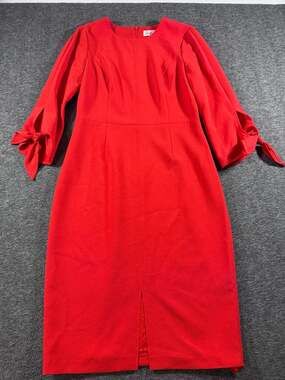 Harper Rose Red 3/4 Length Tie-Cuff Sleeve Sheath Dress Size 8